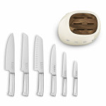 Juego de Cuchillos de Cocina y Soporte Smeg KBSF02CR Crema