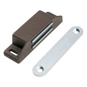 Cierre Magnetico Rectangular 65X18 8Kg. Marrón Con Placa, Para Puerta Pesante Montaje Tirafondo