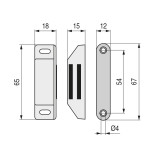 Cierre Magnetico Rectangular 65X18 8Kg. Marrón Con Placa, Para Puerta Pesante Montaje Tirafondo