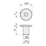 Tuerca Union Allen.5 Cabeza Bombata Ø10 M8X16 Niquelado (100 uds.)