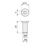Tubo Union Allen.4 Cabeza Cónica D8 M6X20 Zincado (100 uds.)
