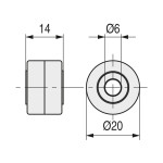 Rodillo Plastico Nylon Negro 20Mm. A-6