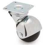 Rueda Giratoria Ø40 Aro De Goma Negro H58 Plástico Cromo
