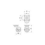 Rueda Giratoria Ø40 Aro De Goma Negro H58 Plástico Cromo