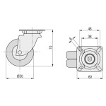 Rueda Giratoria Celia Aro Doble Goma Ø50 Plástico Capacidad Carga 60Kgs.