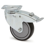 Rueda Giratoria Agila+ Aro De Goma Ø100 Plástico Con Freno Zincado Aro De Goma Polipropileno, Antihuella Y Anthilo.