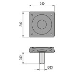 Columna Ø60 Con Placa Para Altura Total 355 Solo Para Bases Cecy Y Romina. Giratorio