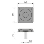Columna Ø60 Con Placa Para Altura Total 355 Solo Para Bases Cecy Y Romina. Giratorio