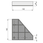 Pata Escuadra Plástico Kade 140X140 H40 Cromo No Es Pintada. Recubierta Lamina Cromo.