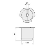 Pata Plástico Prima Ø56 H60 Negro  Para Tornillo Rosca Madera