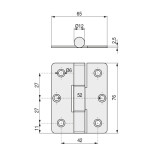 Bisagra Plana Cabine Sin Muelle Inoxidable 76X65X2,3