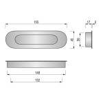 Tirador Embutir Ovalado 155X45X19 Inoxidable C/M Con Muelle. Inoxidable 304.