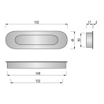 Tirador Embutir Ovalado 155X45X19 Inoxidable C/M Con Muelle. Inoxidable 304.