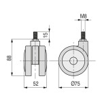 Rueda Giratoria Rolom Aro Doble Ø75 Erm8 Con Freno Gr-  Banda Rodadura De Goma.
