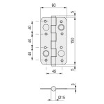 Bisagra Antipalanca 150-80 Sin Remate, Canto Redondo Inox
