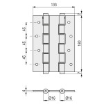 Bisagra Doble Accion Vaiven U5914 Oro Medidas 180X133X4Mm.
