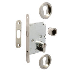 Kit Cerradura Puerta Corredera Niquel Satinado  Cilindro 20-20 Niquelado.