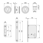 Kit Cerradura Puerta Corredera Ø60 Laton Pu Cilindro 20-20 Latonado.