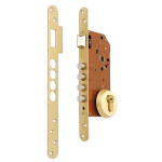 Cerradura De Embutir Multipunto R100B. Acero Niquelado. Bulones Diámetro 14Mm. Dorado/Latón. Escudo E700L. Cilindro T60