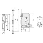 Cerradura Embutir Tesa 2010P/40/Hl Dist-47, Ent-40, C/Recto, Latonada