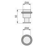 Tope Puerta Ø35 H50 C/Aro Goma Inoxidable Mate
