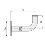 Soporte Pasamanos Curvo Inoxidable Ø15 80