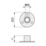 Tuerca Uña Campa Sin Púas 2G M10 Sin Baño (100 uds.)
