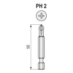 Caja 5 Puntas 1/4 Torsion "T" Ph2-50 Azl