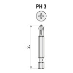 Caja 5 Puntas 1/4 Torsion "T" Ph3-25 Azl