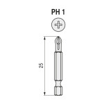 Caja 5 Puntas 1/4 Torsion "T" Ph1-25 Azl