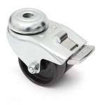 Rueda Giratoria Crona Aro Doble Plastico Ø50 Tp Con Freno Poliamida. Soporte Zincado.