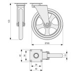 Rueda Giratoria Camarena Aro De Goma D105 Plástico Cromo Max.10Kg. Placa 50X50. H121.