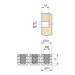 Tuerca Nylon En Tiras M6 D11X11 Para Taladro De 10Mm. Tiras De 12Pcs (100 uds.)