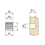 Tuerca Nylon Blanco Coto M4 D8X8 Para Taladro 8Mm. Sin Ranura En La Cabeza. (100 uds.)