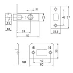 Picaporte Tubular Canto Recto Nº6/35Mm. Latonado Cuadradillo 8Mm Frente 57X25Mm