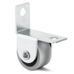 Rueda Fija Con Aro De Goma Gris. Diámetro 25 Mm. Altura 28 Mm. Con Soporte Escuadra. De Acero Zincado. Modelo Kety-S