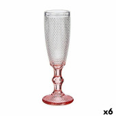 Copa de champán Vivalto PR05720ZD/BHA6 PINK Rosa Transparente Vidrio 180 ml (6 Unidades)