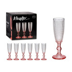 Copa de champán Vivalto PR05720ZD/BHA6 PINK Rosa Transparente Vidrio 180 ml (6 Unidades)