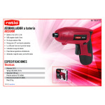 Atornillador Litio 3,6V Ratio Arb36M Rpm:180, 1,3Ah, Peso 290Gr. Luz Integrada.