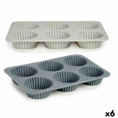 Moldes para Magdalenas Kinvara HH341 Gris claro Gris oscuro 25,5 x 3 x 17,5 cm Magdalenas (6 Unidades)