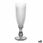Copa de champán Vivalto PR-00719B/BHA6 SMOKE Transparente Antracita Vidrio 185 ml Diamante (6 Unidades)