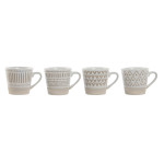 Juego de Tazas de Café Home ESPRIT Blanco Beige Gres 180 ml
