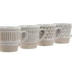 Juego de Tazas de Café Home ESPRIT Blanco Beige Gres 180 ml