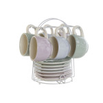 Juego de Café DKD Home Decor Azul Blanco Verde Lila Metal Dolomita 180 ml