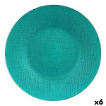 Plato Llano Vivalto Turquesa Vidrio 27,5 x 2 x 27,5 cm (6 Unidades)