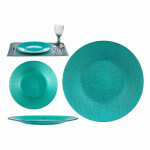 Plato Llano Vivalto Turquesa Vidrio 27,5 x 2 x 27,5 cm (6 Unidades)