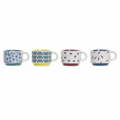 Juego de Tazas de Café DKD Home Decor Amarillo Azul Multicolor Turquesa Granate Metal Gres 150 ml