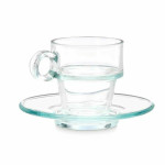 Taza con Plato Vivalto Transparente Vidrio 90 ml (6 Unidades)