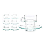 Taza con Plato Vivalto Transparente Vidrio 90 ml (6 Unidades)