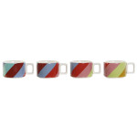 Juego de Tazas de Café DKD Home Decor Blanco Multicolor Marrón claro Metal Bambú Dolomita 260 ml